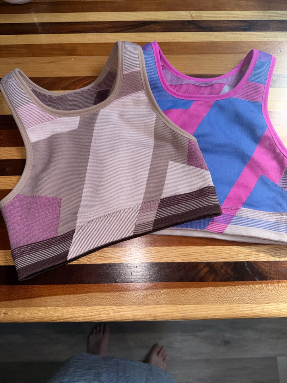 Nike Women's Colorblock Sports Bras in Pink, Blue and Beige